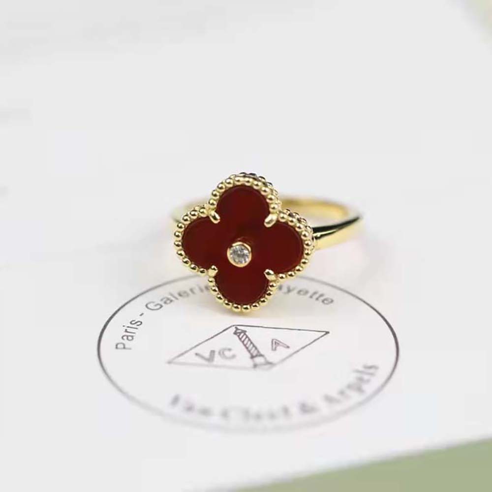 Van Cleef & Arpels Lady Vintage Alhambra Ring in 18K Yellow Gold-Red (3)
