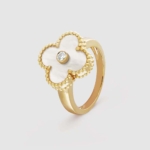 Van Cleef & Arpels Lady Vintage Alhambra Ring in 18K Yellow Gold-White