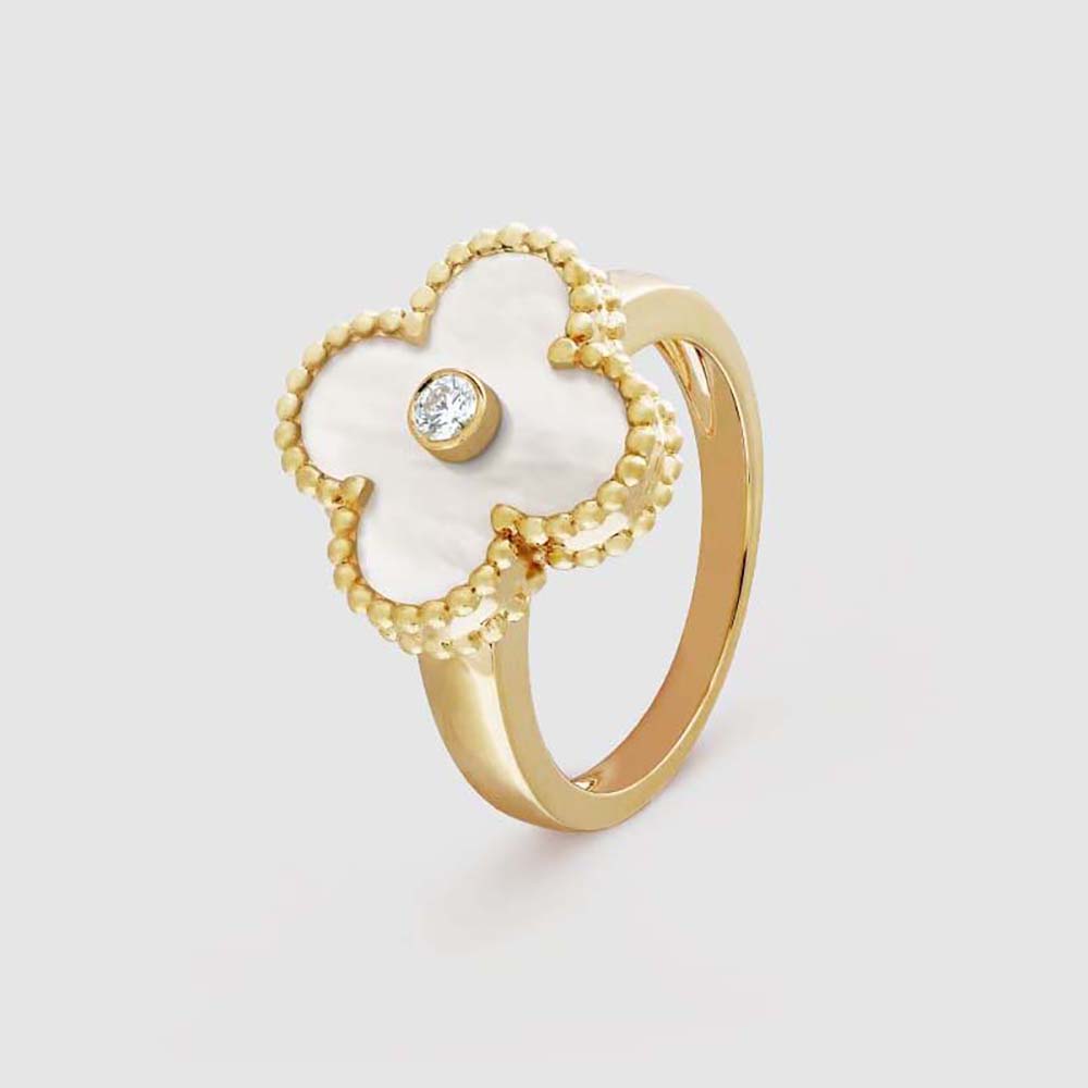 Van Cleef & Arpels Lady Vintage Alhambra Ring in 18K Yellow Gold-White (1)