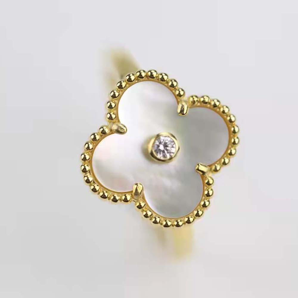 Van Cleef & Arpels Lady Vintage Alhambra Ring in 18K Yellow Gold-White (4)
