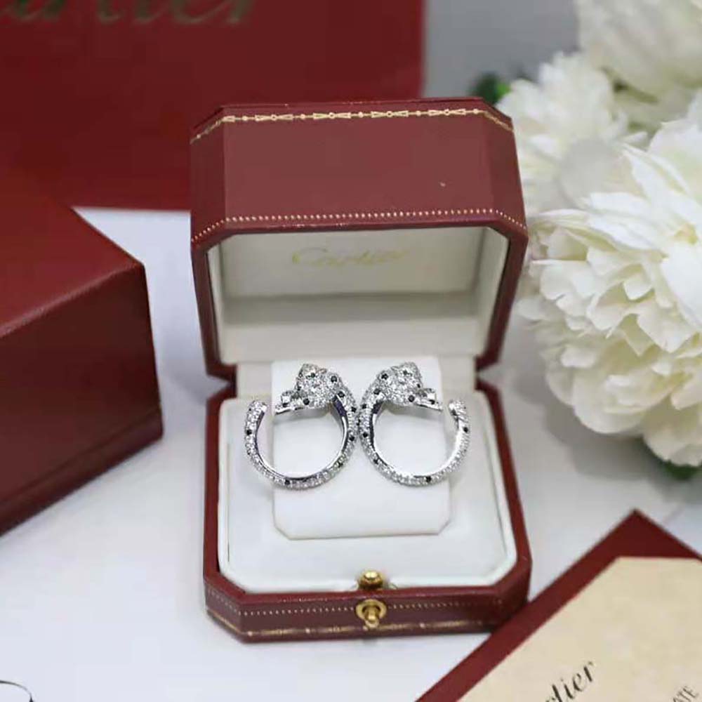 Cartier Women Panthère De Cartier Hoop Earrings in White Gold (4)