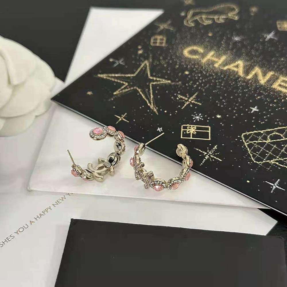 Chanel Women Hoop Earrings in Metal and Strass (6)