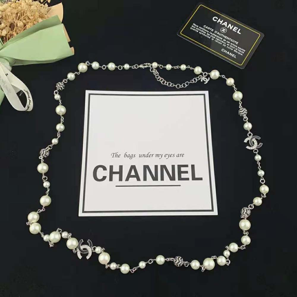 Chanel Women Long Necklace in Metal Glass Pearls and Strass (3)