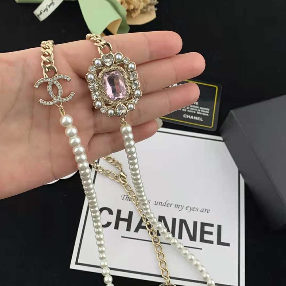 Chanel Women Long Necklace in Metal Resin Glass Pearls and Strass (7)