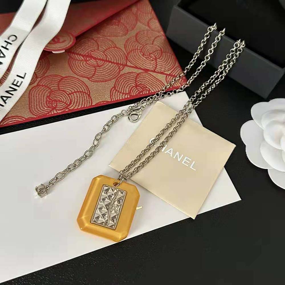 Chanel Women Long Pendant Necklace in Metal & Resin (2)