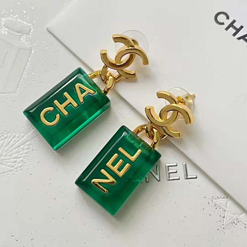 Chanel Women Pendant Earrings in Metal & Resin (3)