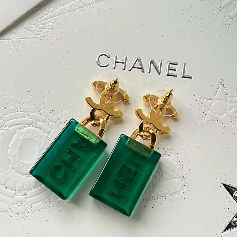 Chanel Women Pendant Earrings in Metal & Resin (4)