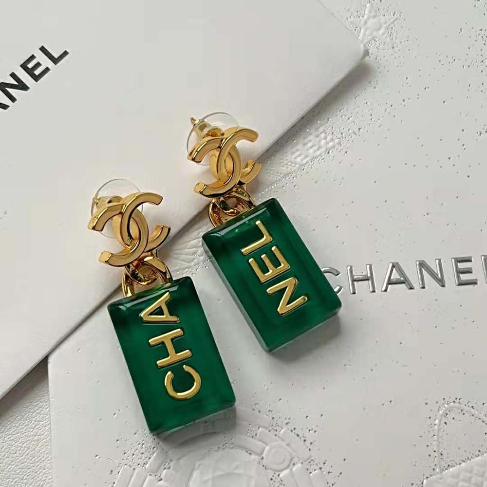 Chanel Women Pendant Earrings in Metal & Resin (5)