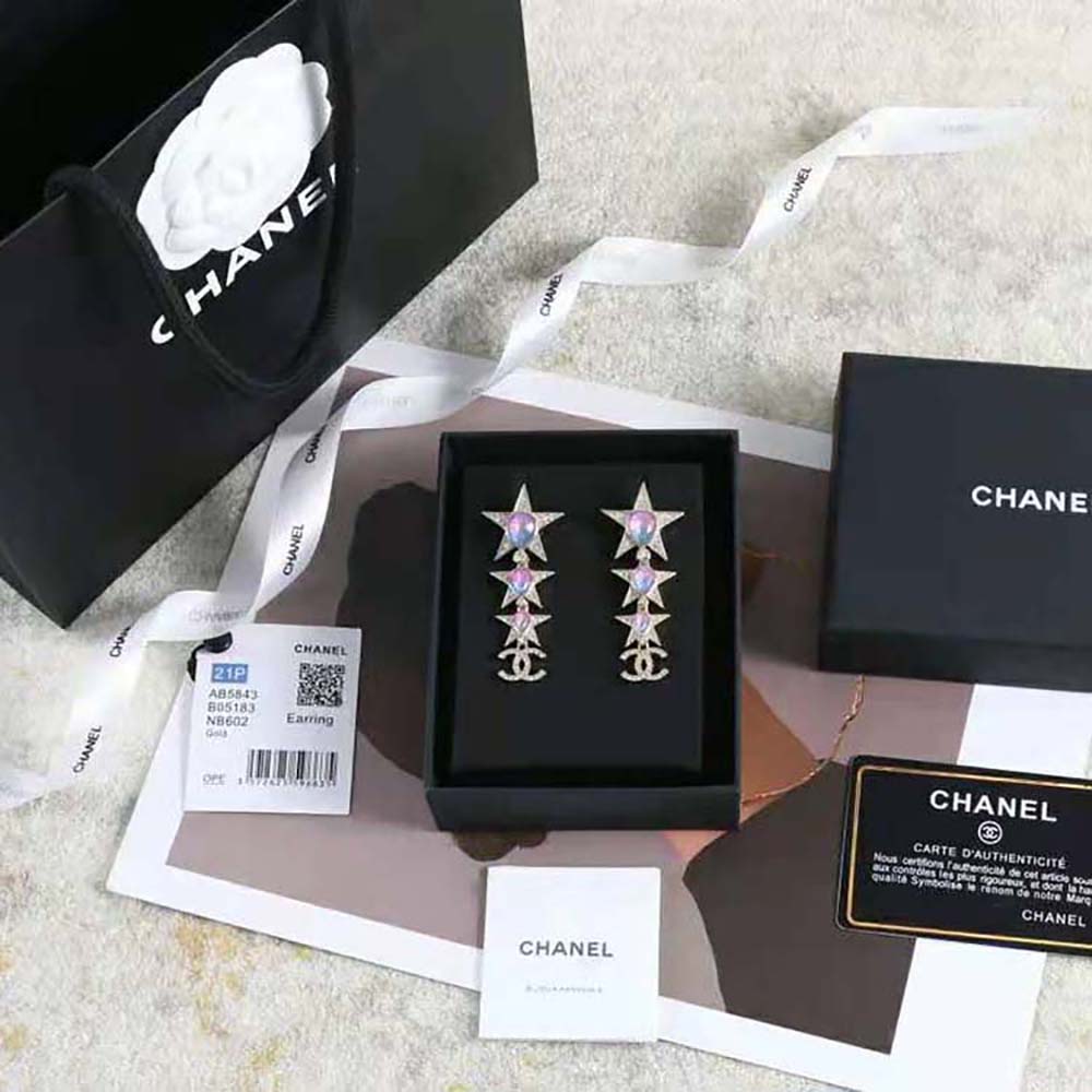 Chanel Women Pendant Earrings in Metal & Strass (8)