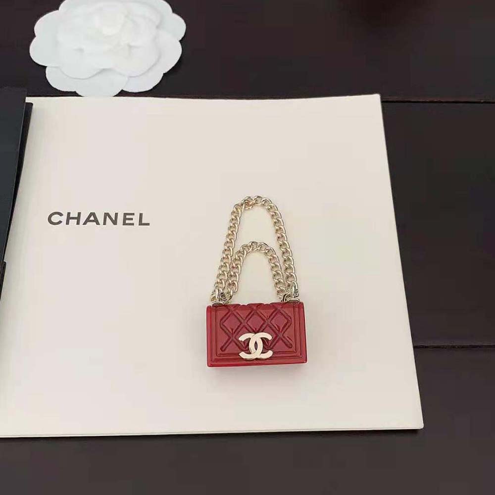 Chanel Women Stud Earrings in Metal and Resin-Red (2)