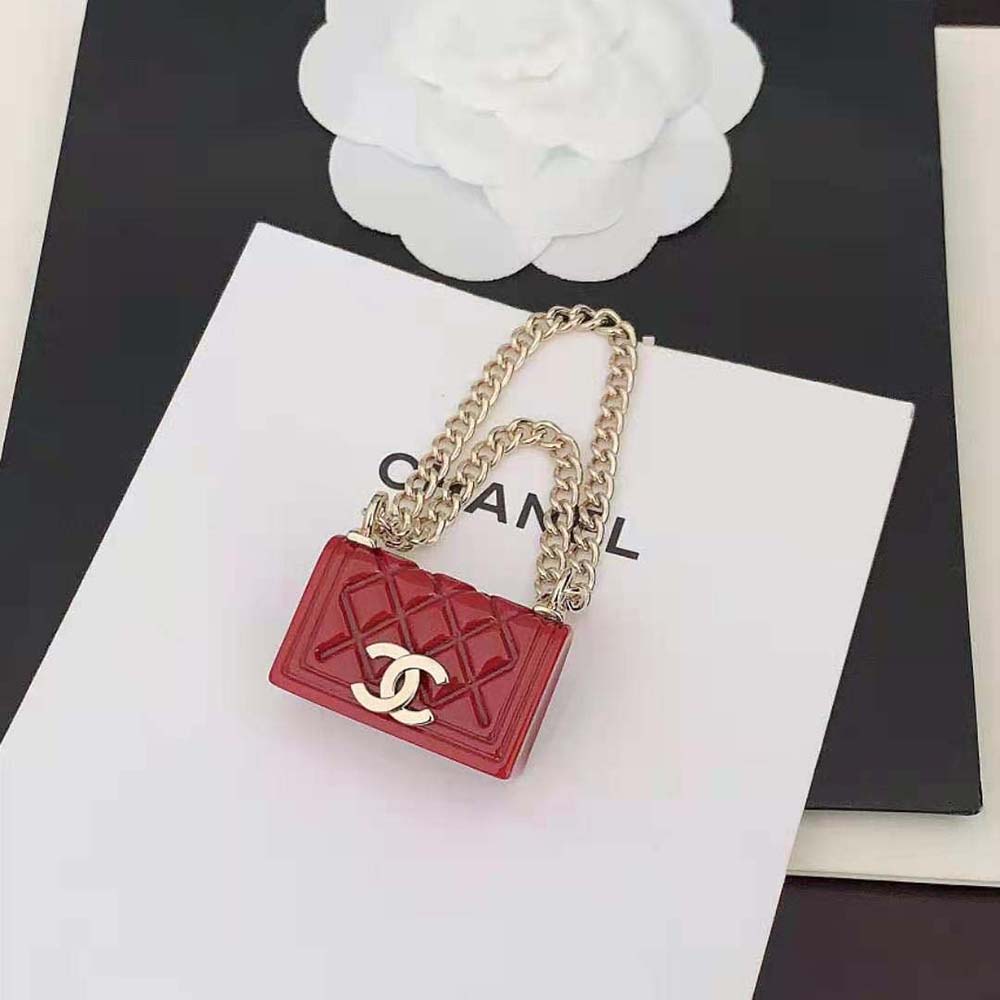 Chanel Women Stud Earrings in Metal and Resin-Red (3)