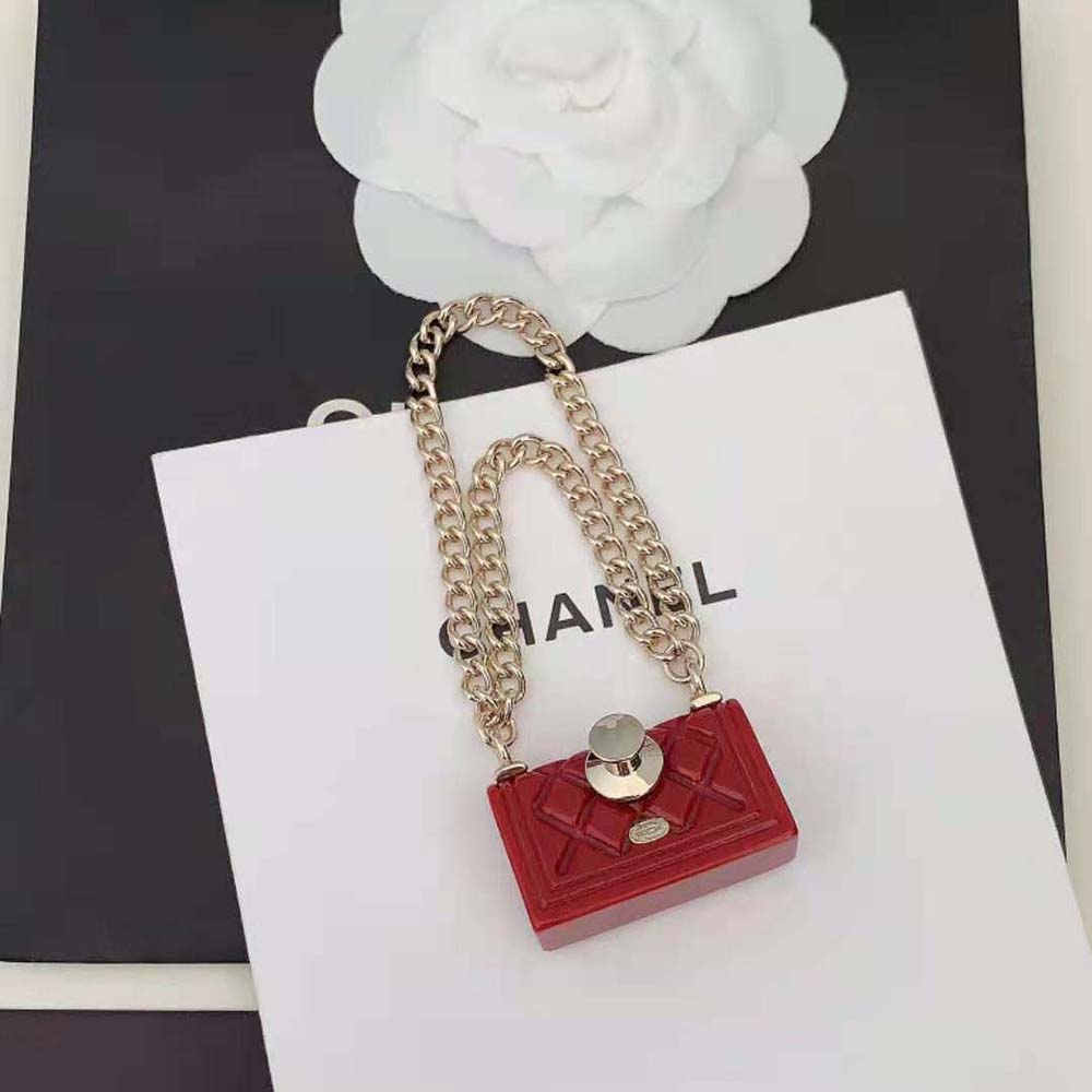 Chanel Women Stud Earrings in Metal and Resin-Red (4)