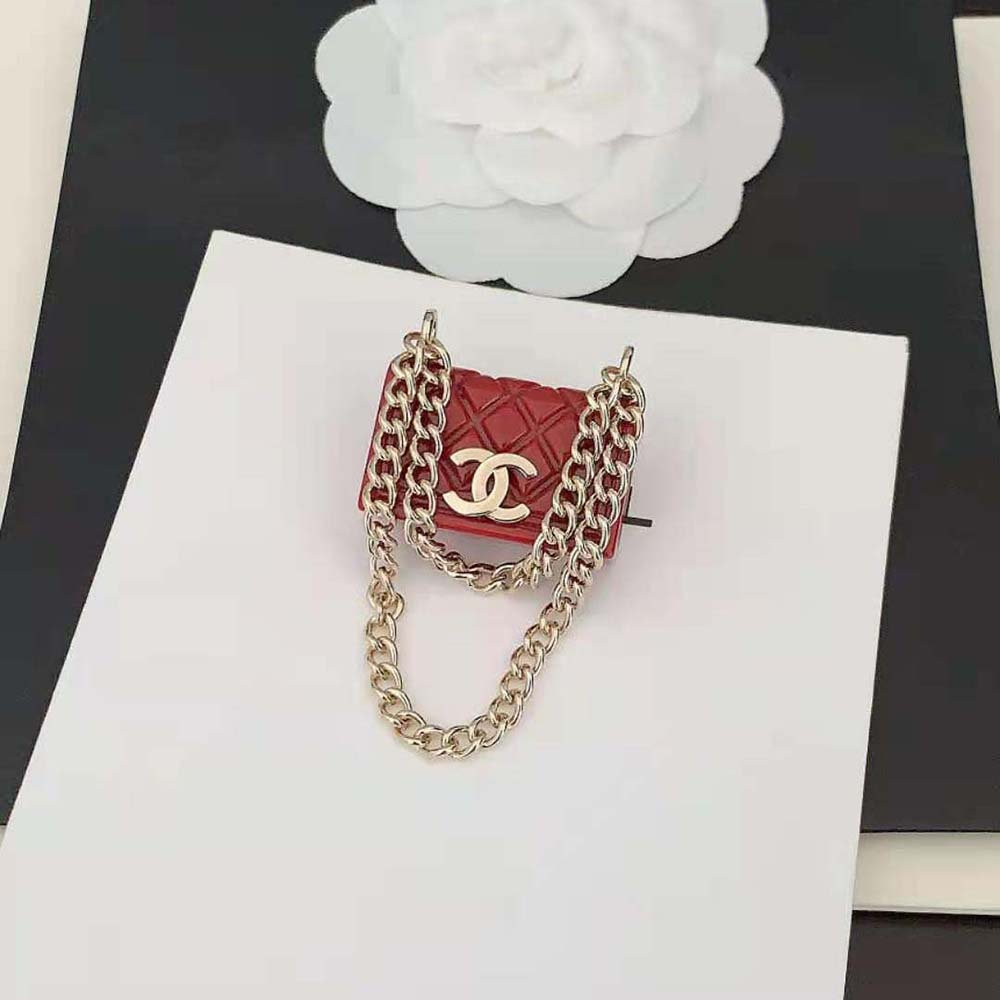 Chanel Women Stud Earrings in Metal and Resin-Red (6)
