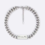 Dior Men Christian Dior Couture Chain Link Necklace Silver-Finish Brass