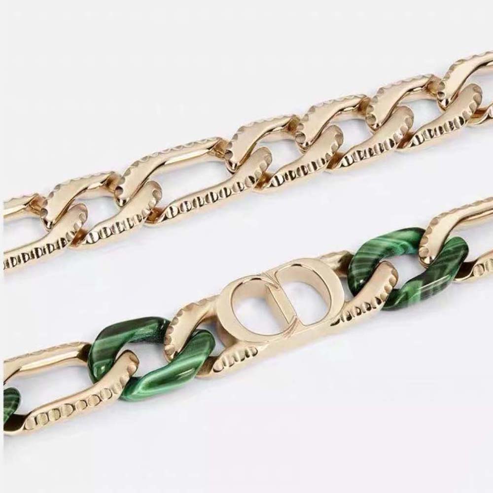 Dior Men Tears Chain Link Bracelet Gold-Finish Brass and Green Resin (3)