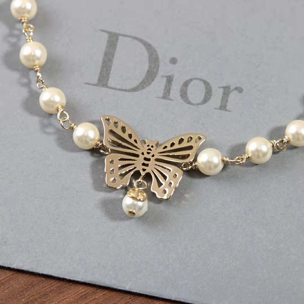 Dior Women Métamorphose Choker Gold-Finish Metal and White Resin Pearls (5)