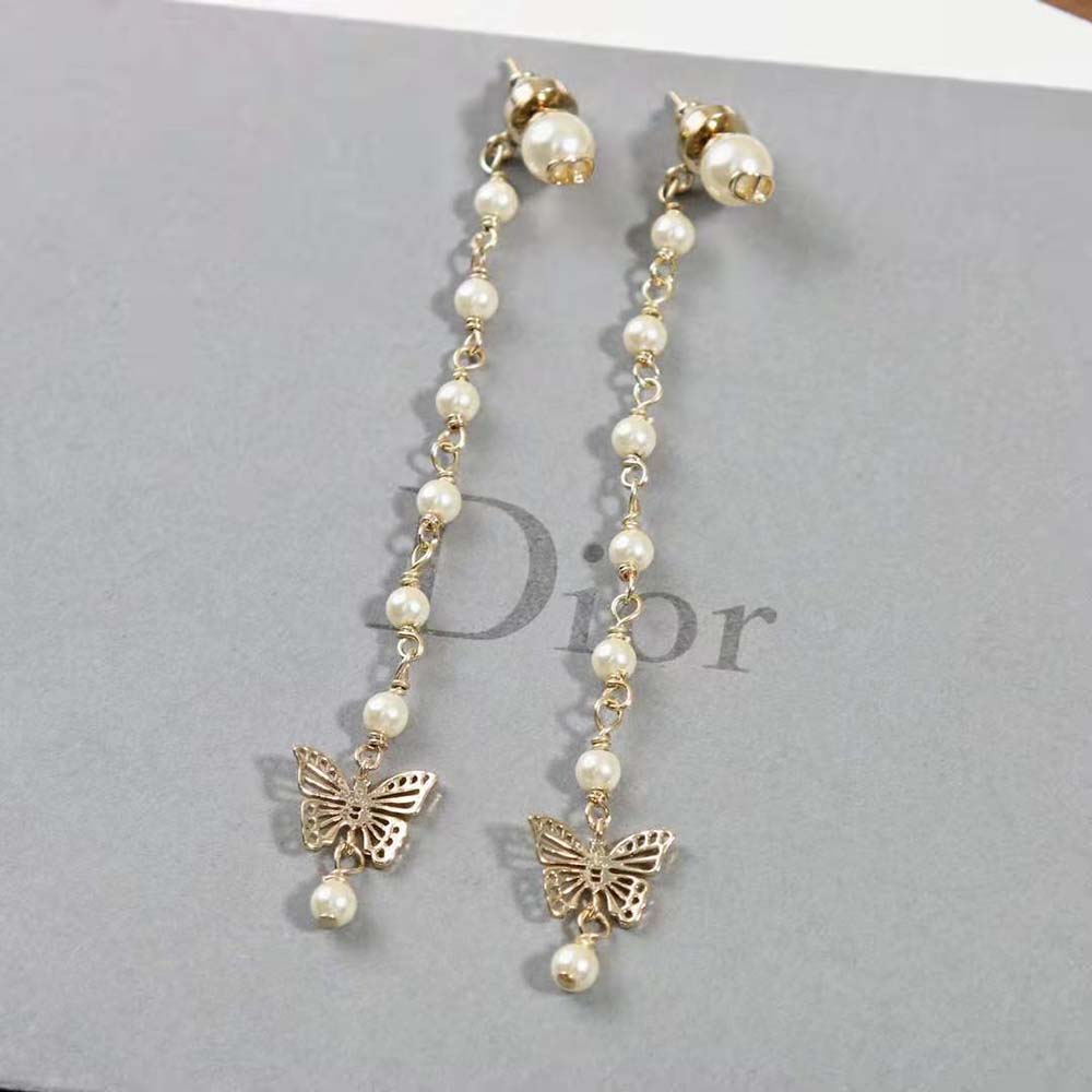 Dior Women Métamorphose Earrings Gold-Finish Metal and White Resin Pearls (5)