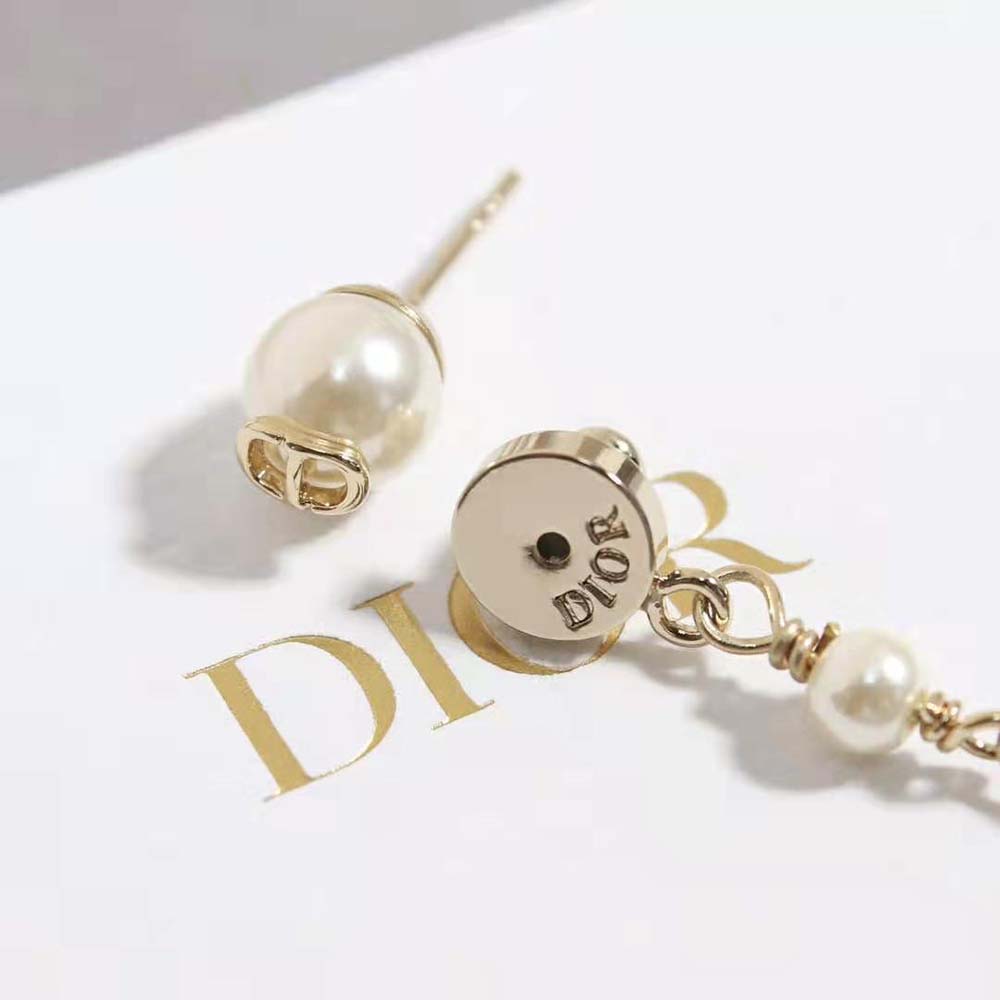 Dior Women Métamorphose Earrings Gold-Finish Metal and White Resin Pearls (8)