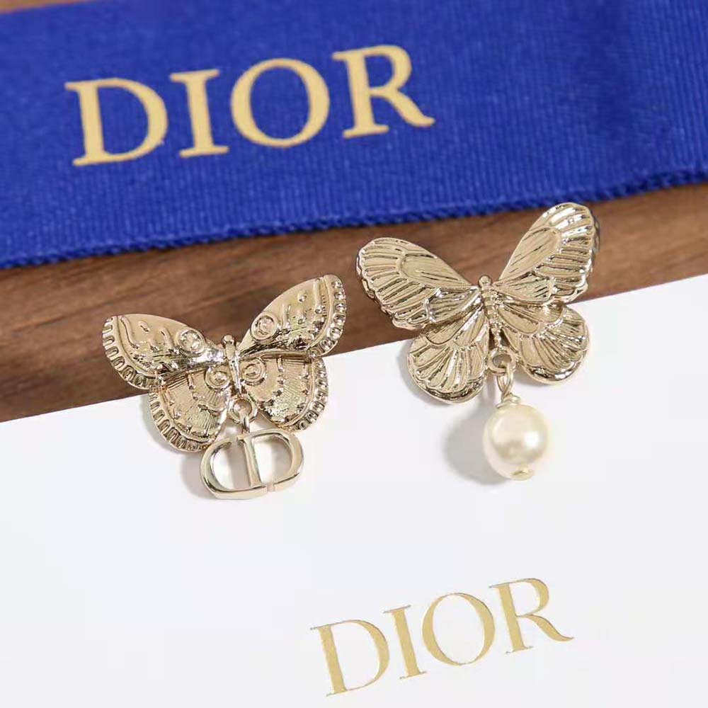 Dior Women Métamorphose Earrings Matte Gold-Finish Metal with White Resin Pearl (5)