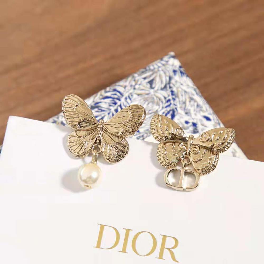 Dior Women Métamorphose Earrings Matte Gold-Finish Metal with White Resin Pearl (6)