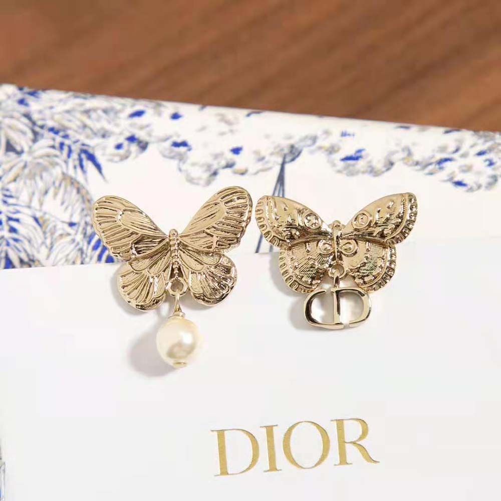 Dior Women Métamorphose Earrings Matte Gold-Finish Metal with White Resin Pearl (8)