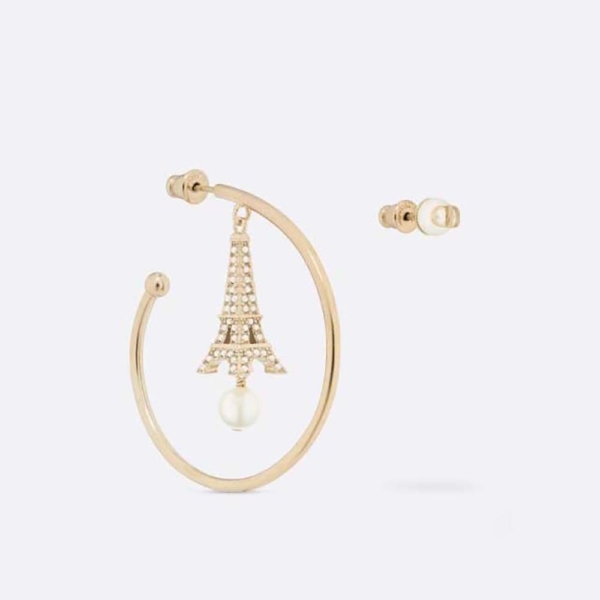 Dior Women Plan De Paris Earrings Gold-Finish Metal and White Resin Pearls (1)