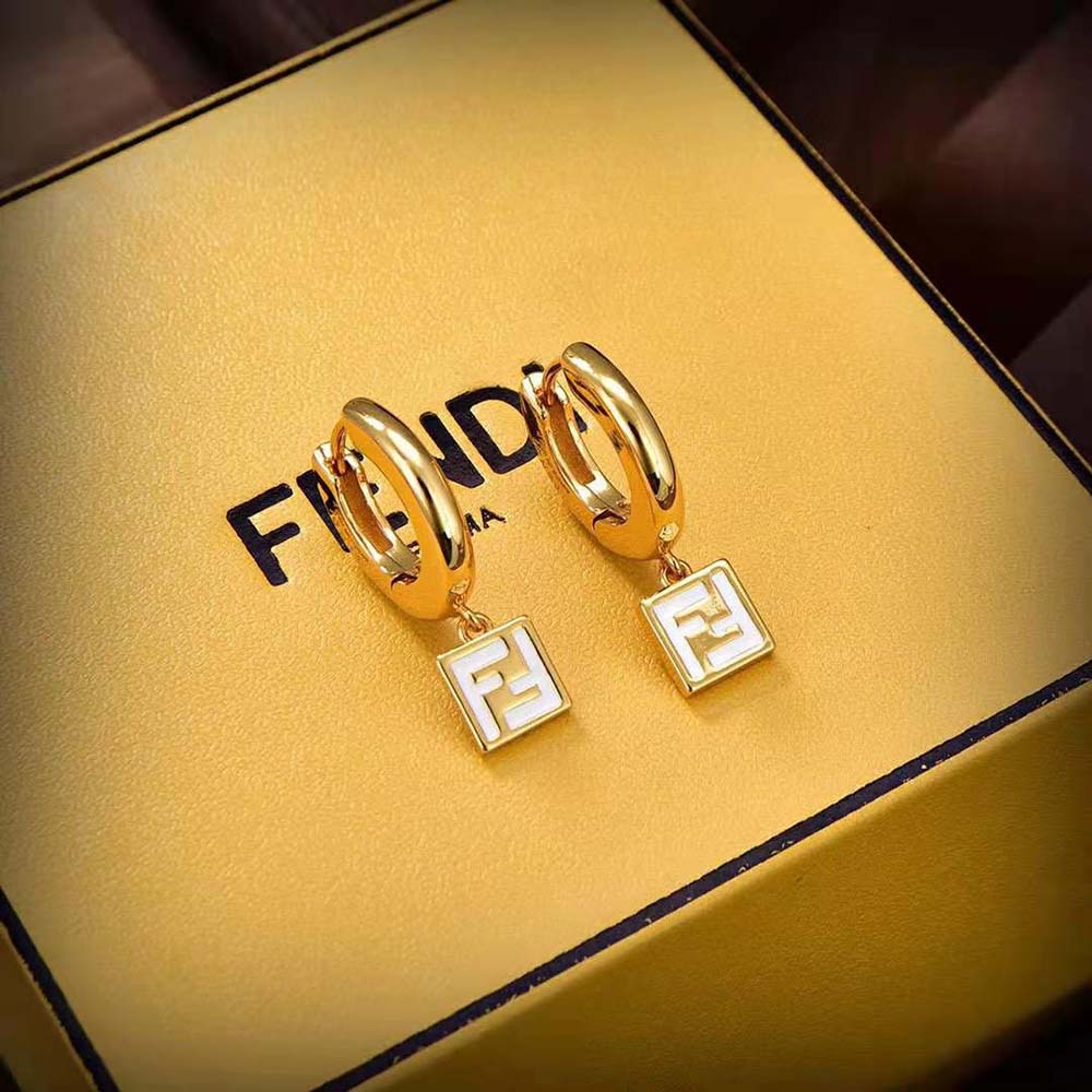 Fendi Women Forever Fendi Earrings Gold-colored-White (2)