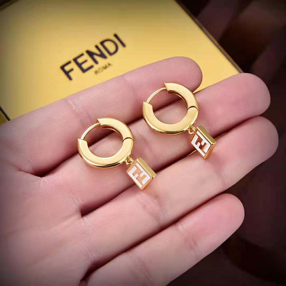 Fendi Women Forever Fendi Earrings Gold-colored-White (3)