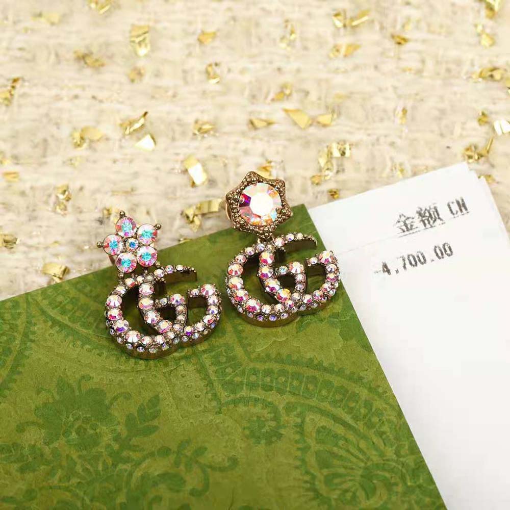 Gucci Women Crystal Double G Earrings (4)