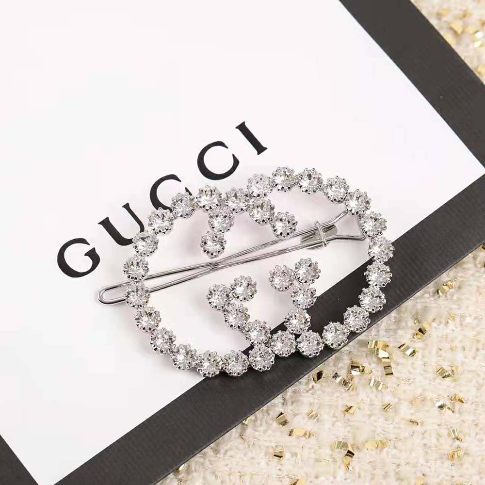 Gucci Women Crystal Interlocking G Hair Clip (3)