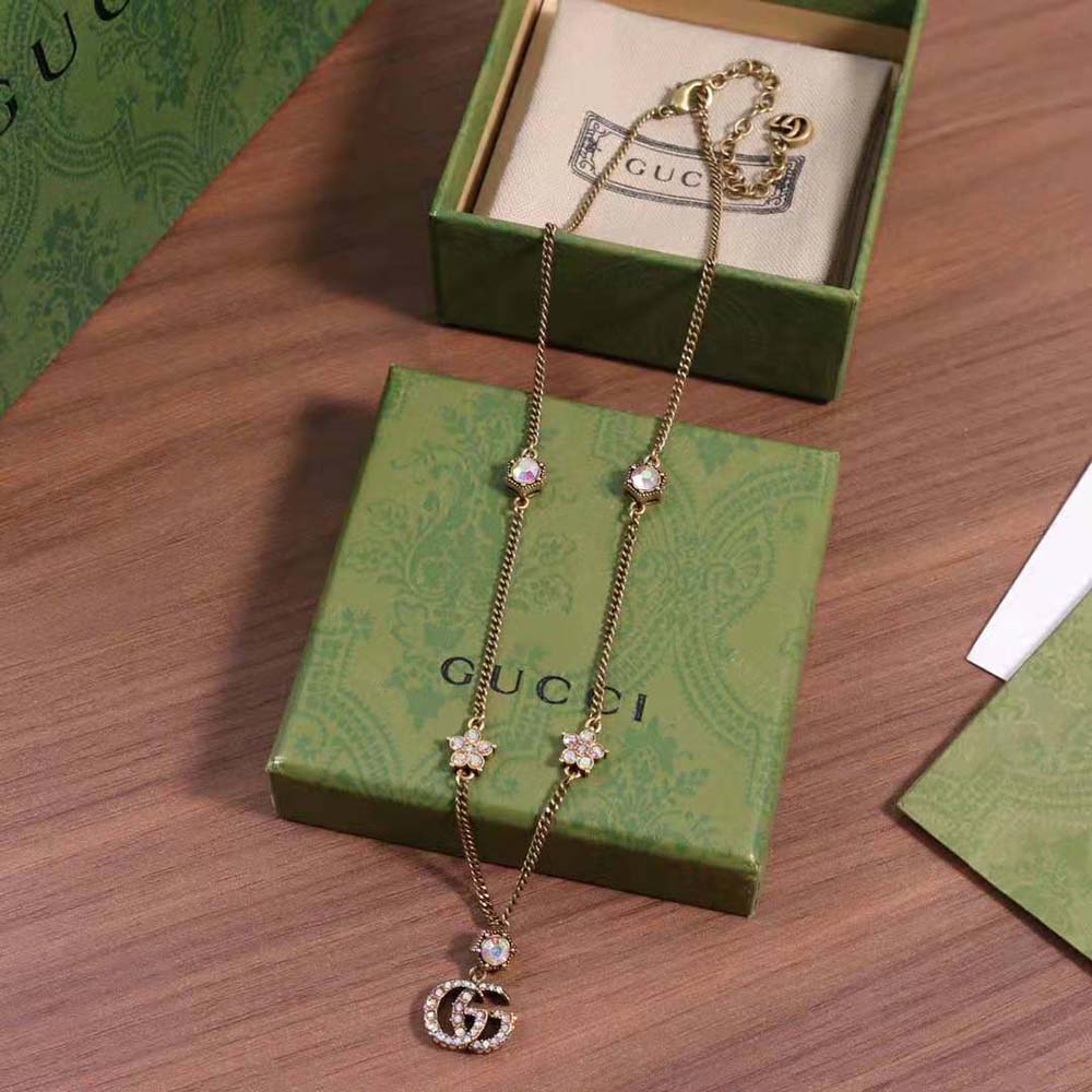 Gucci Women Double G Necklace with Crystals (2)