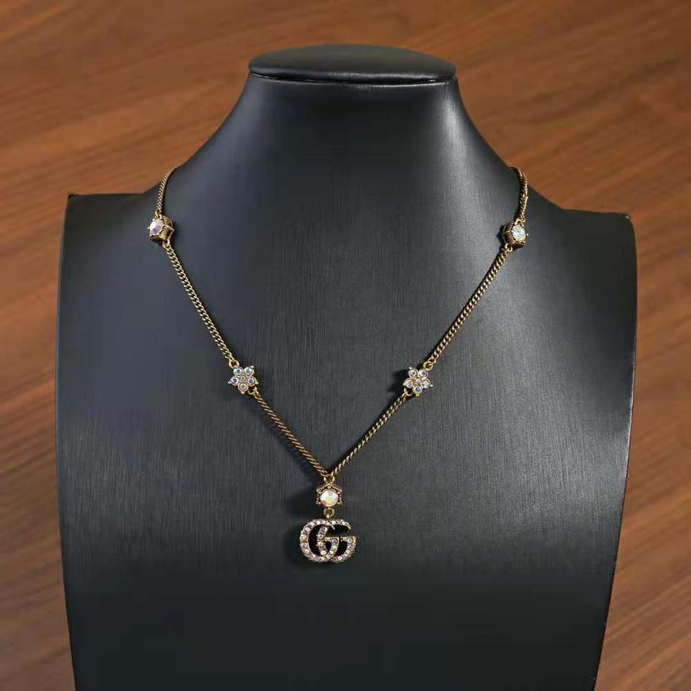 Gucci Women Double G Necklace with Crystals (4)