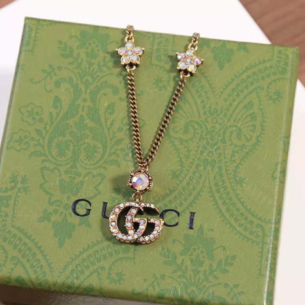 Gucci Women Double G Necklace with Crystals (6)