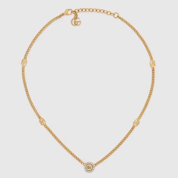 Gucci Women GG Marmont Double G Flower Necklace (1)