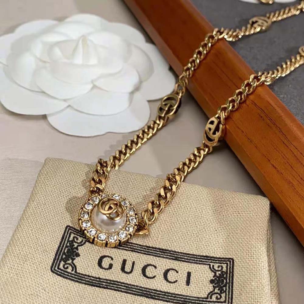 Gucci Women GG Marmont Double G Flower Necklace (2)