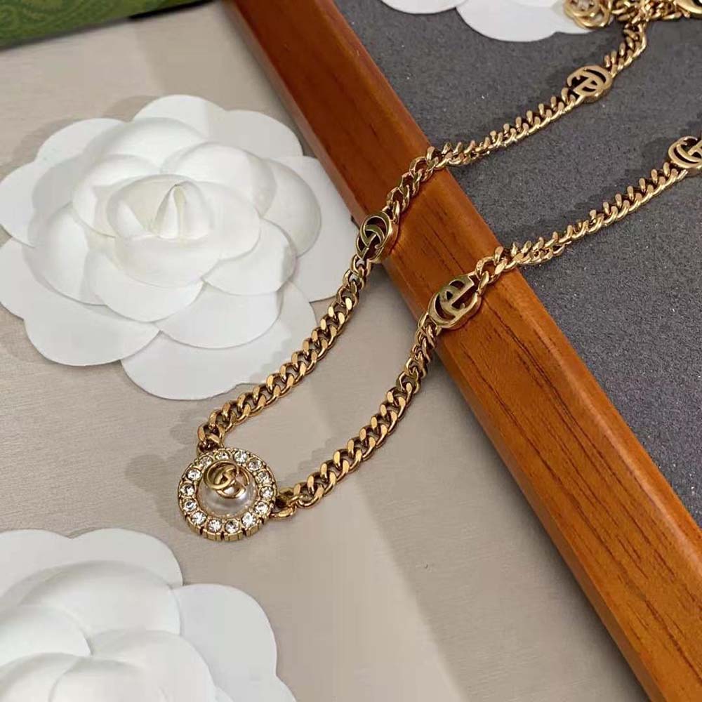 Gucci Women GG Marmont Double G Flower Necklace (4)