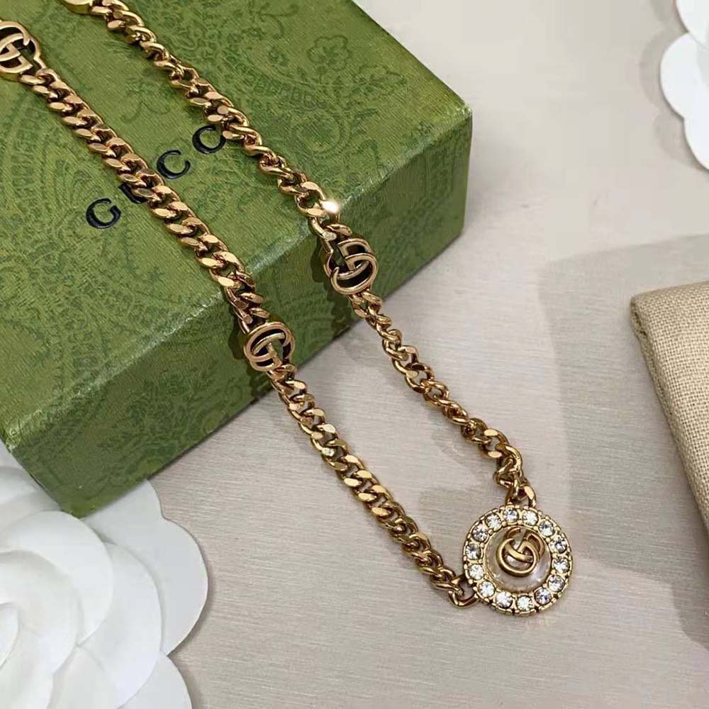 Gucci Women GG Marmont Double G Flower Necklace (5)