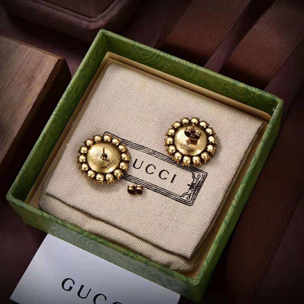 Gucci Women GG Marmont Flower Stud Earrings (4)