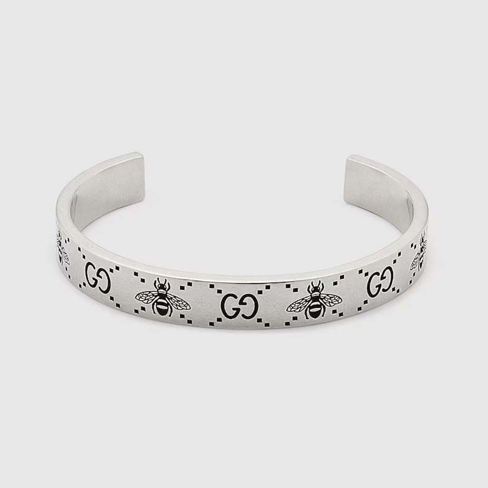 Gucci Women GG and Bee Engraved Cuff Bracelet