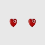 Gucci Women Gucci Heart Earrings with Interlocking G-Red