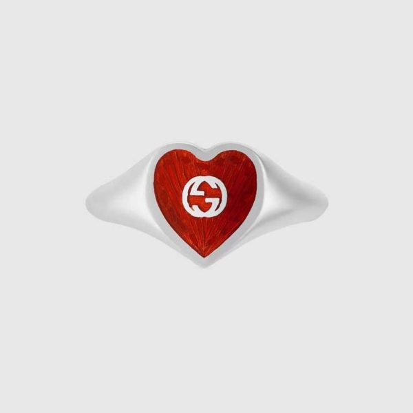 Gucci Women Gucci Heart Ring with Interlocking G-Red (1)