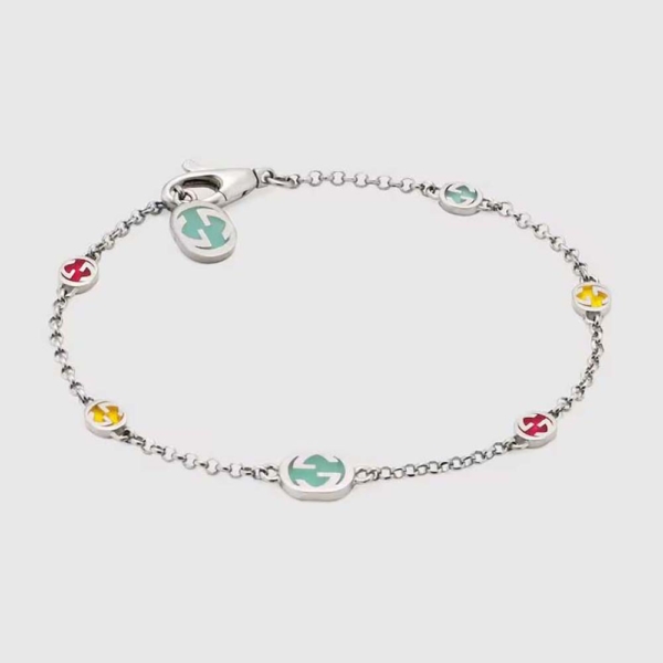Gucci Women Interlocking G Bracelet with Multicolor Enamel (1)