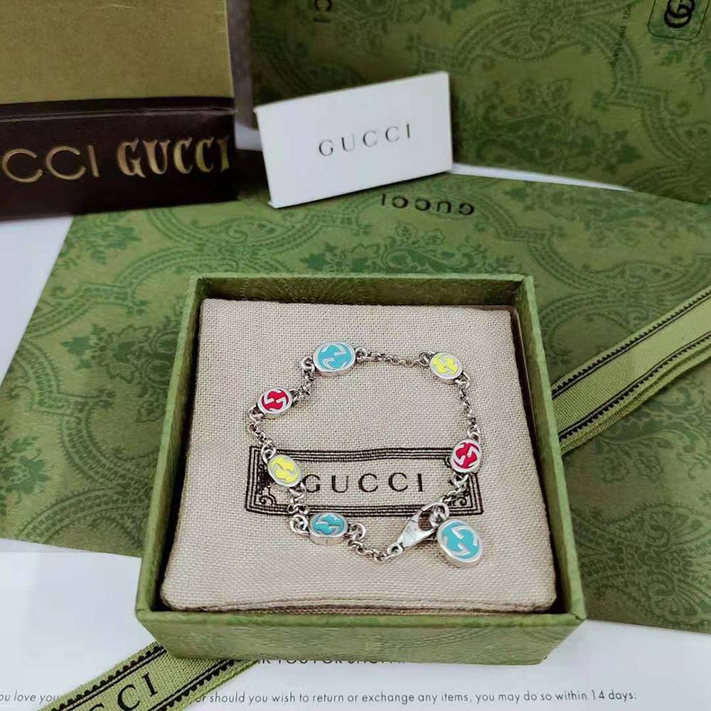 Gucci Women Interlocking G Bracelet with Multicolor Enamel (3)