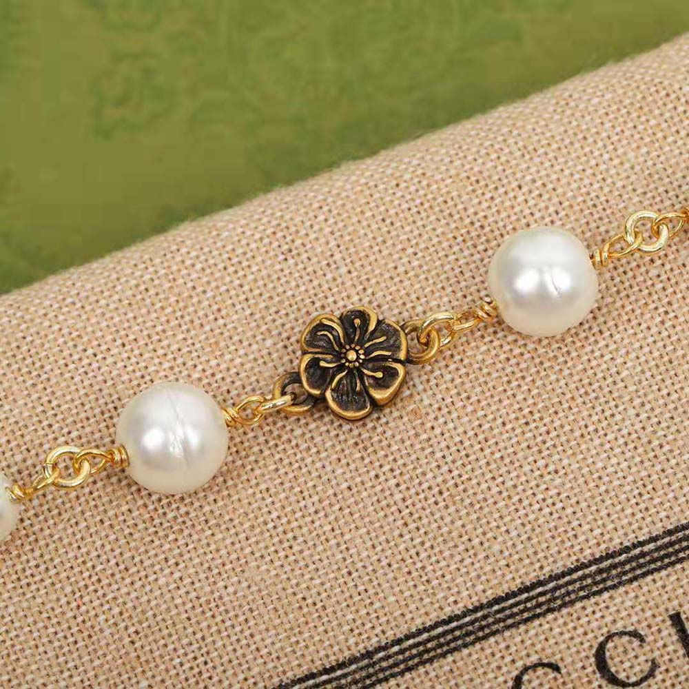 Gucci Women Interlocking G Flower Pearl Bracelet (7)