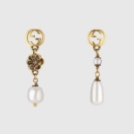 Gucci Women Interlocking G Flower Pearl Earrings