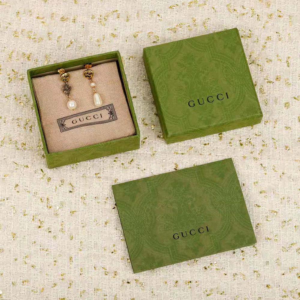 Gucci Women Interlocking G Flower Pearl Earrings (3)