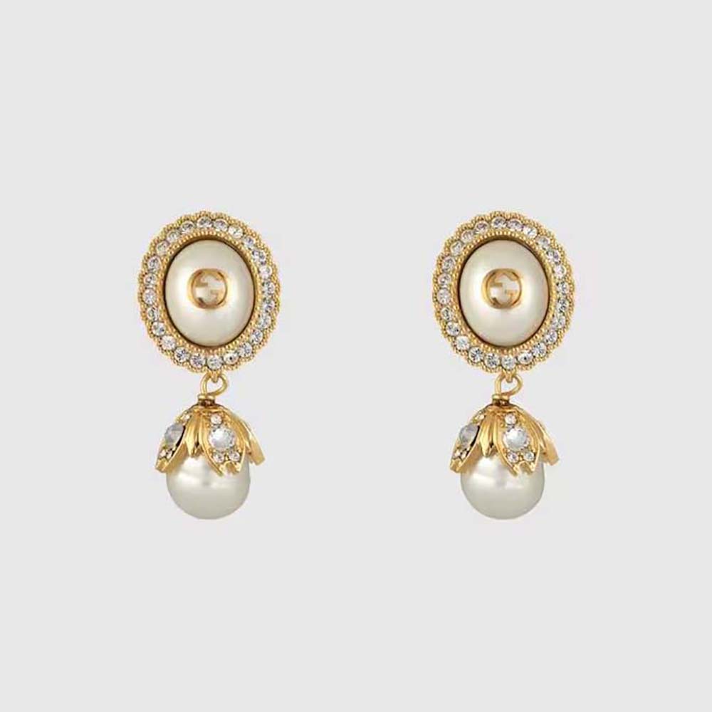 Gucci Women Interlocking G Pearl Earrings (1)