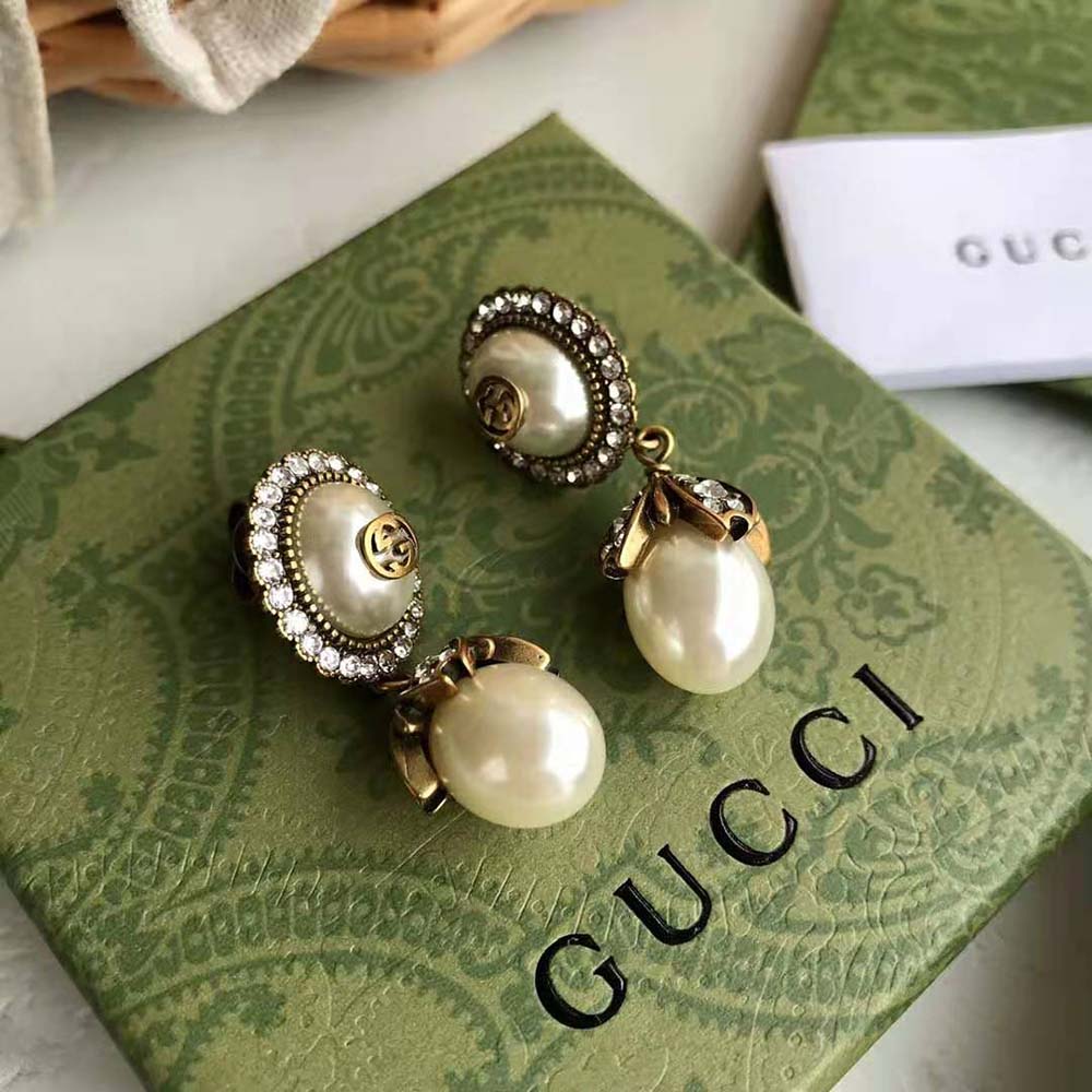 Gucci Women Interlocking G Pearl Earrings (2)