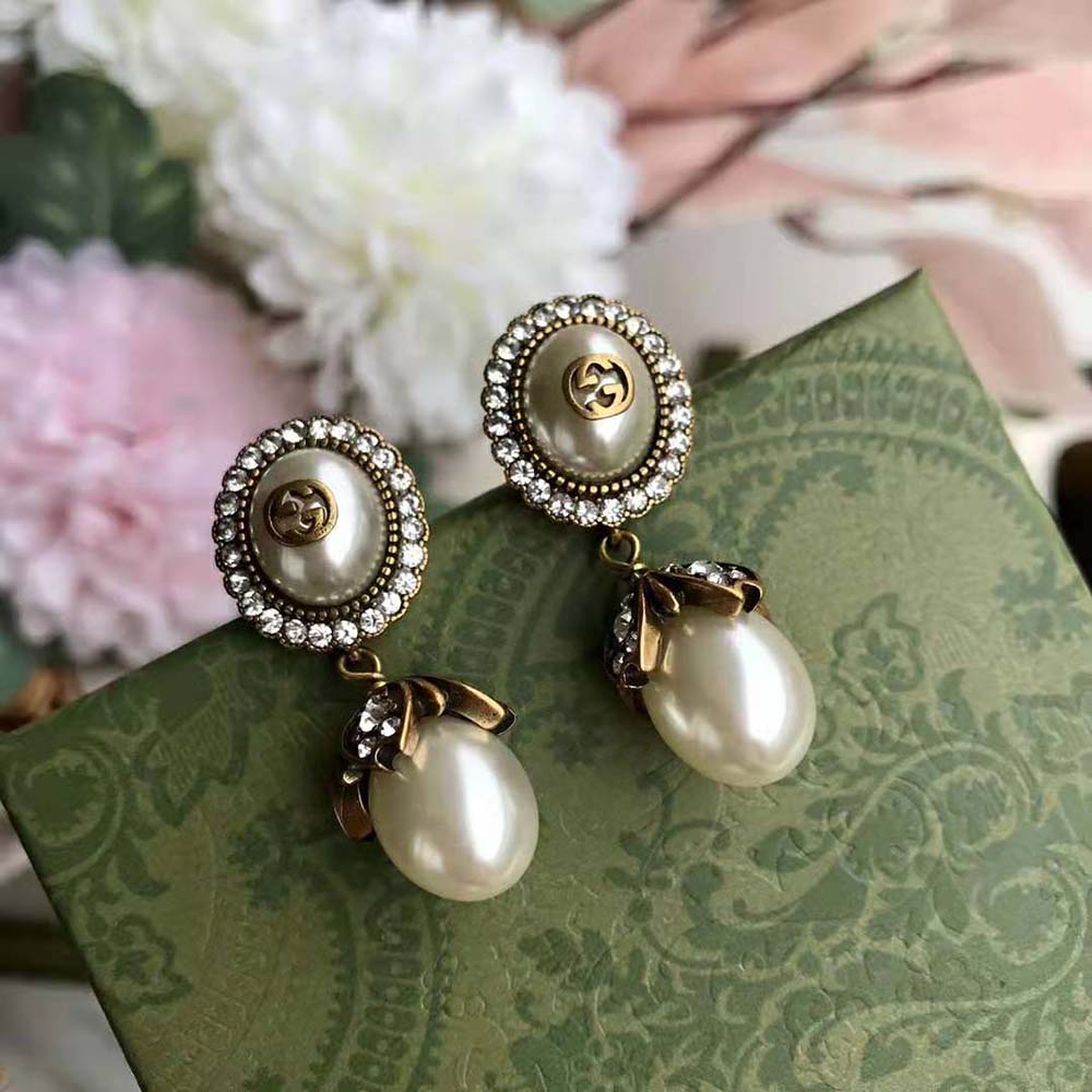 Gucci Women Interlocking G Pearl Earrings (3)