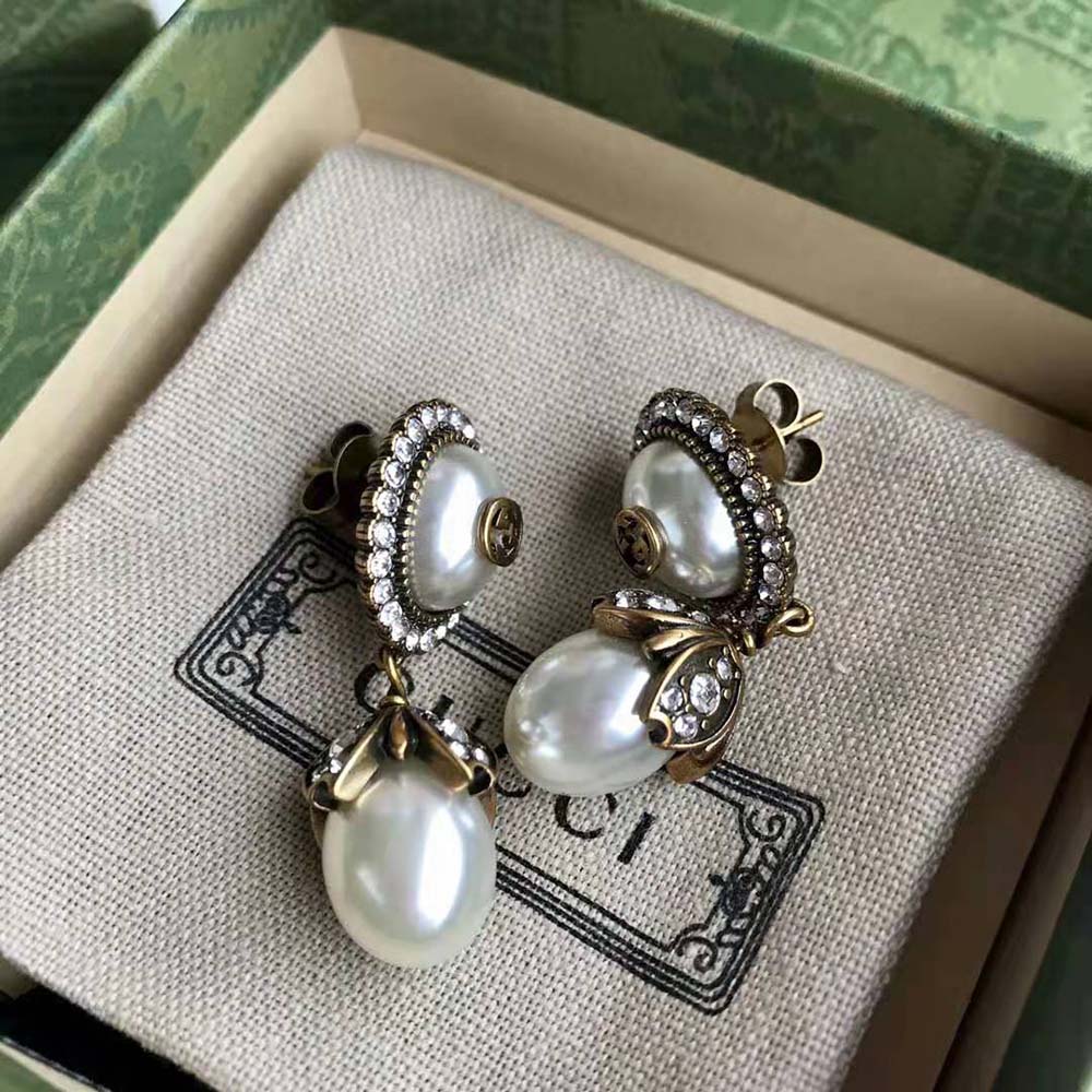 Gucci Women Interlocking G Pearl Earrings (4)